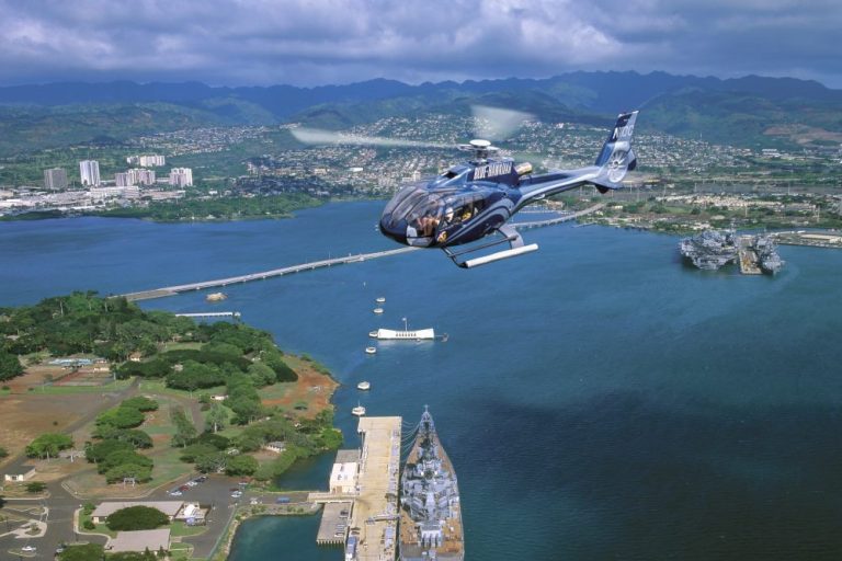 Helicopter tour over Pearl Harbor and the Battleship Missouri on Oahu