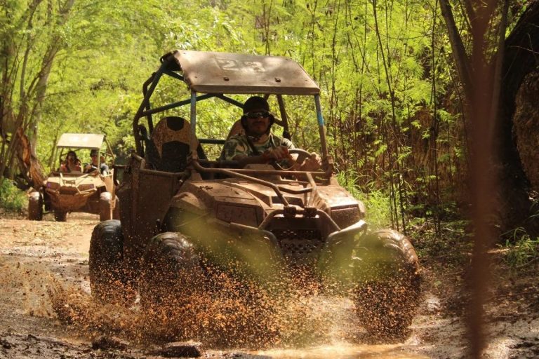 Two-seater off-road vehicle on the dirt course at Coral Crater