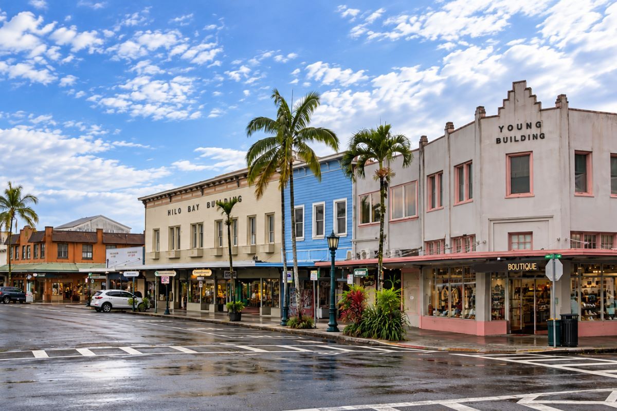 Downtown Hilo after a passing shower