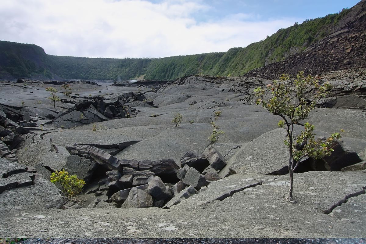 The solidified floor of Kilauea Iki crater