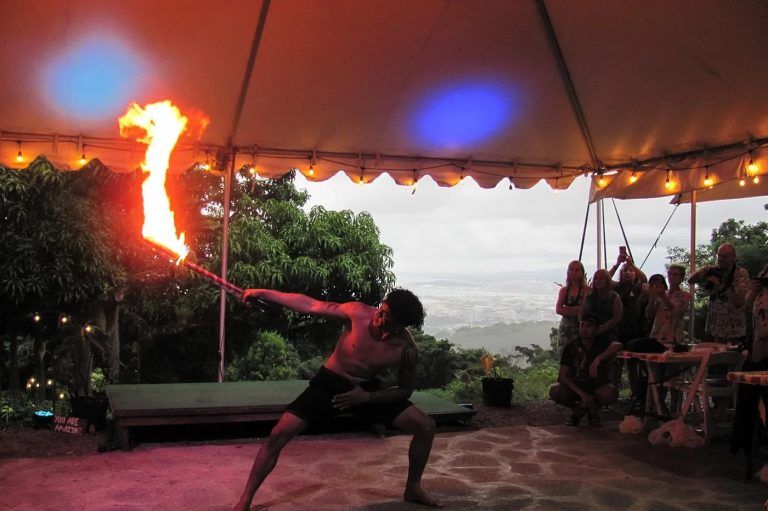 Fire knife dancer at the Nutridge luau