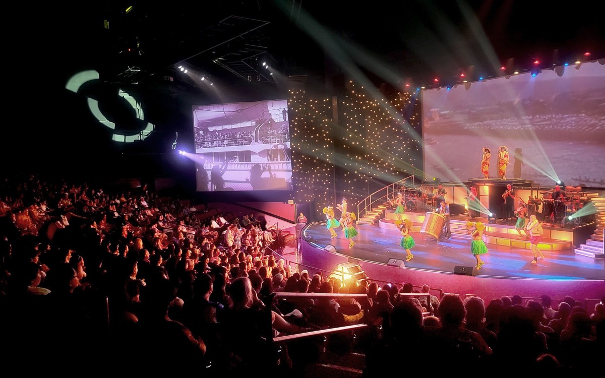 The 750-seat Royal Hawaiian Theater seen from the back during the Rock-A-Hula show